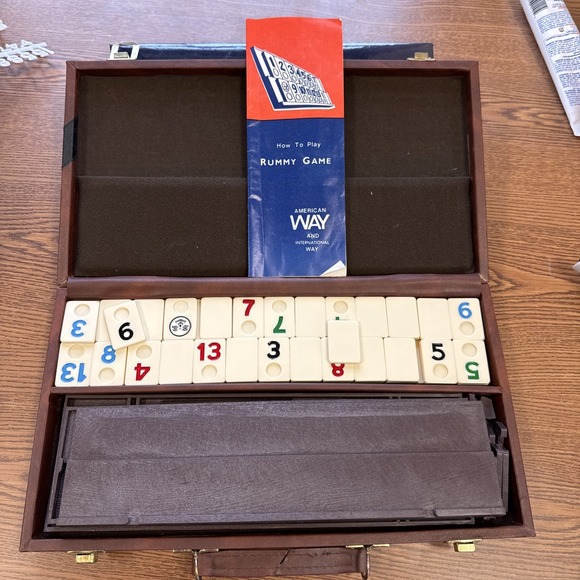 Cardinal Other - VTG Cardinal Rummy-O Game in Faux Leather Brass Travel Case 70s w Instructions